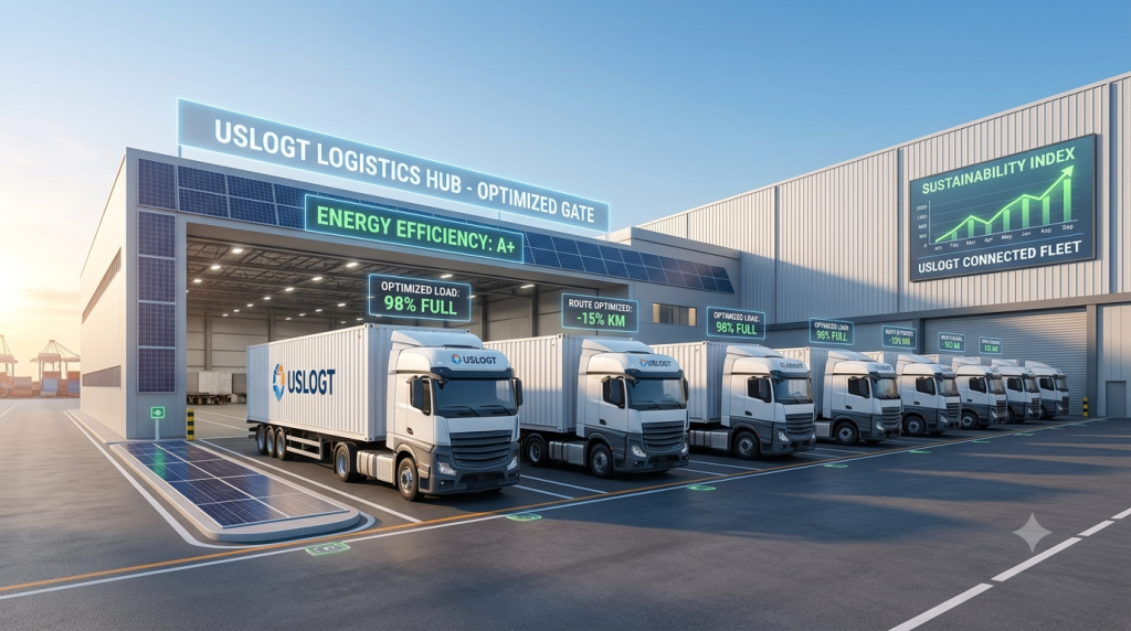 Armada transportasi truk modern pendukung efisiensi biaya logistik perusahaan.